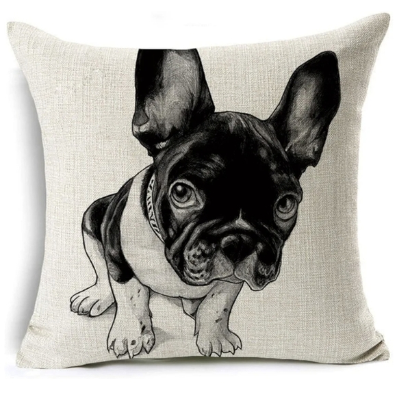 Bulldog velvet pillow, plus 2 linen pillow shams & stocking. New Bull dog decor - Picture 9 of 14